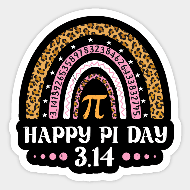 Happy Pi Day Mathematic Math Teacher Gifts Leopard Rainbow Sticker by KRMOSH